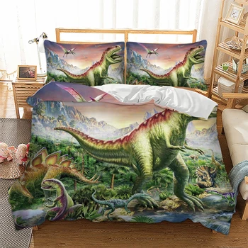 

Dinosaur pattern collection printed bedding set with pillowcases for comforter duvet / quilt cover set queen single bed linens