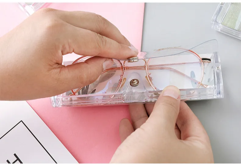Милый детский пластиковый прозрачный футляр для очков с рисунком, маленький прозрачный креативный женский футляр для солнцезащитных очков