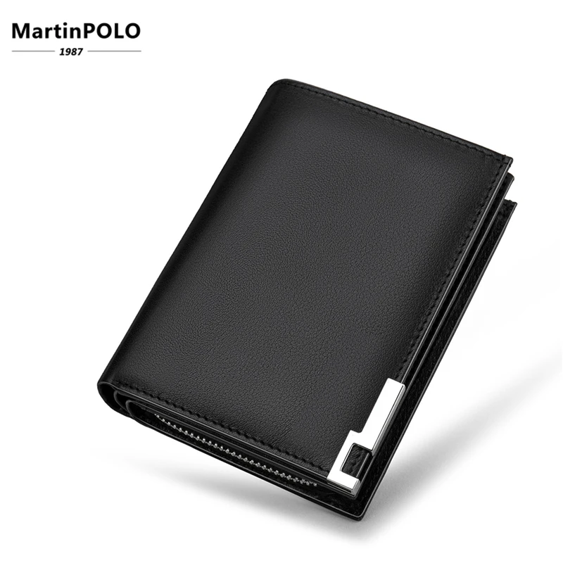 MartinPOLO модный кошелек из натуральной кожи, роскошный бренд, короткие молнии, одноцветное портмоне из коровьей кожи, кошелек для мужчин, карта holde MP1004
