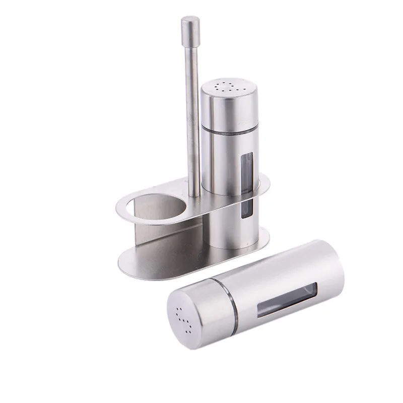 Promotion-1 Set Spice Pepper Shakers Sugar Salt Condiment Tins Oil Bottle Stainless Steel Seasoning Storage Kitchen Cooking Bar