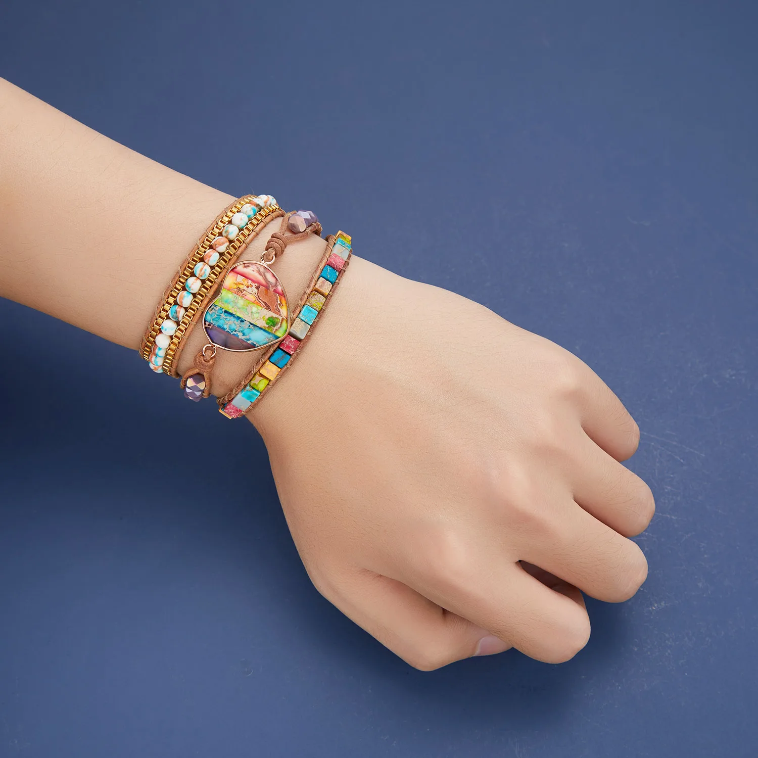Bracelet Jewelry Leather Bracelets Shell Charm Bracelets New Fashion Mixed Color Natural Stone Bracelet For Women Men Chakra Heart Wrap Leather Chain Bracelet&Bangle Charm Jewelry