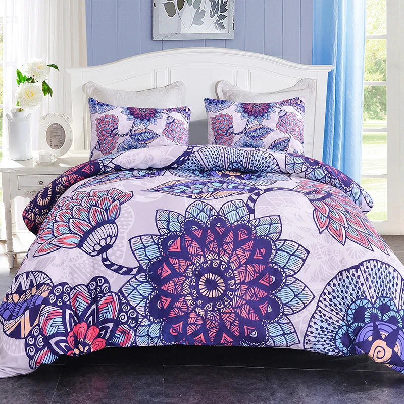 Floral pattern В богемном стиле комплект постельного белья с цветами с принтом листьев постельные принадлежности Королевское одеяло наборы постельного белья King Размеры пододеяльник наволочка наборы для ухода за кожей - Цвет: Floral pattern