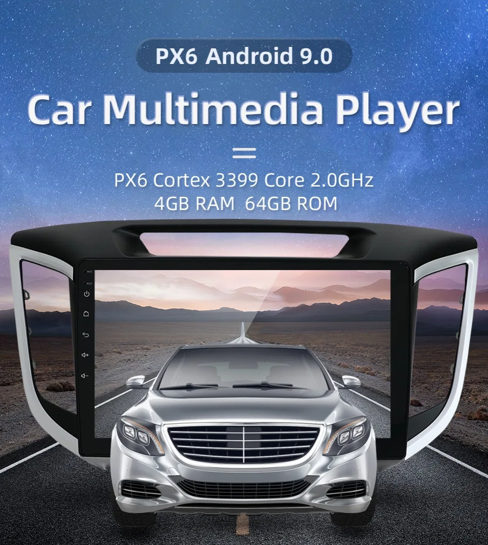 Discount Bosion PX6 4G+64G Android 9.0 car dvd gps multimedia player For hyundai creta ix25 2014 gps navigation radio video audio player 1