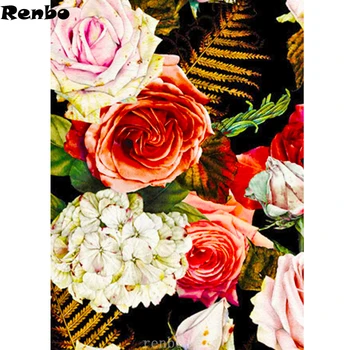 

Diamond Embroidery Classic rose Cross Stitch Diamond Painting red flower Full Square round Rhinestones New Arrival Home Decor