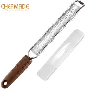 

CHEFMADE Lemon Grater with Dust-Proof Lip, Non-stick 18/8 Stainless Steel Zester with Non-slip Handle and Brace, FDA Approved
