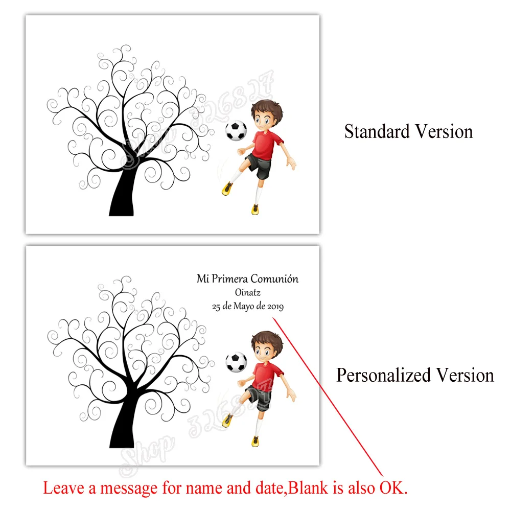 Футбол мальчик девочка бесплатно Пользовательское имя, дата отпечаток пальцев Подпись гость книга DIY Mi Primera Comunion вечерние Декор чернил Pad включены - Цвет: HK270-K