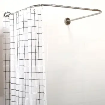 

2Type Extendable U Shape Shower Curtain Rod Pole 80-130cm 304 Stainless Steel Curved Rail Rod Bar High Quality Bathroom Hardware