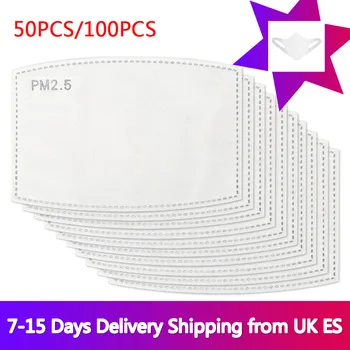 

50/100PCS Mask Pad 5-layer PM2.5 Mask Filter Non-woven Anti-fog and Dust-proof Mask Protective Masks