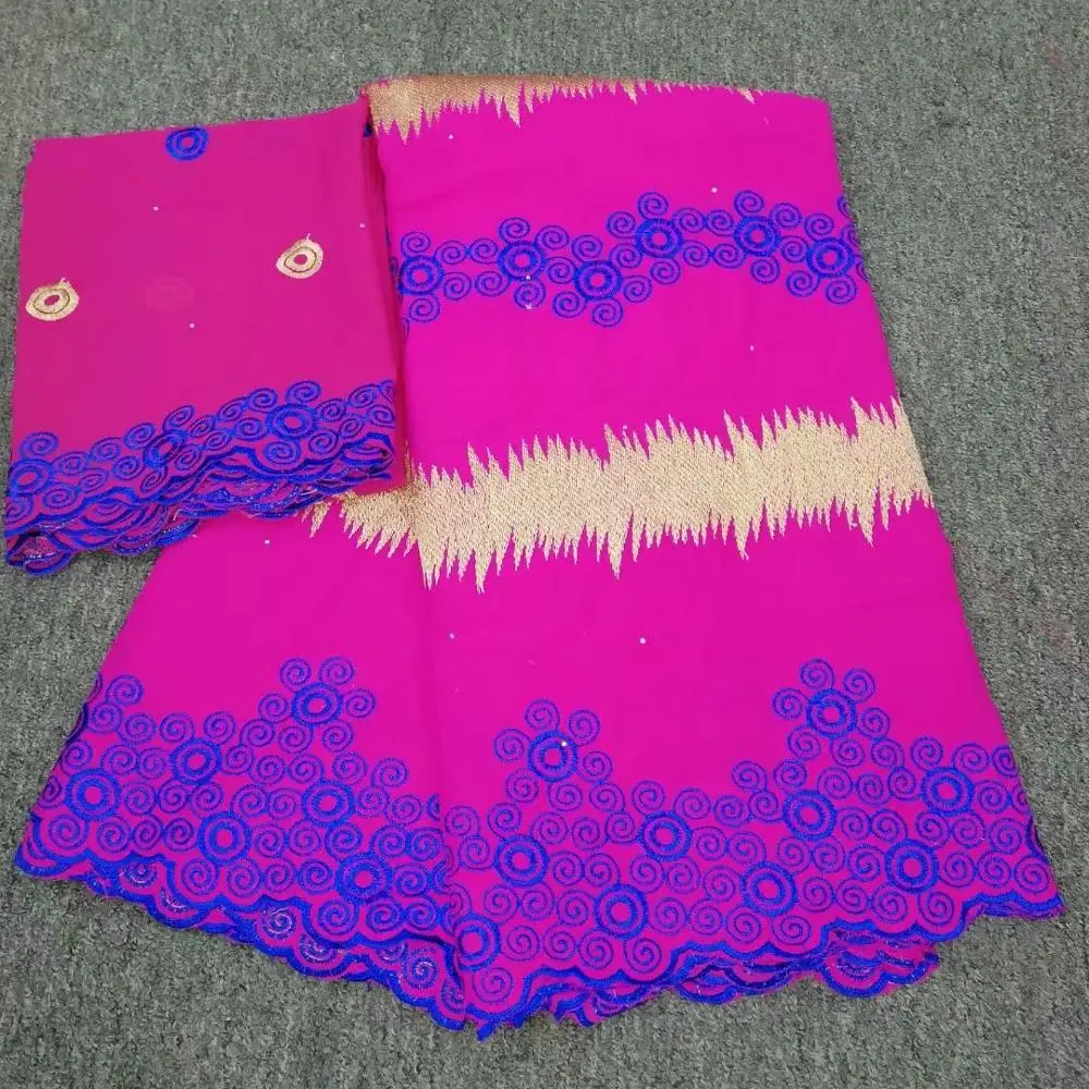 

2019 Beautiful African Lace Fabric High Quality Nigerian French Swiss voile Pure cotton Lace Fabrics 7 yards For Wedding