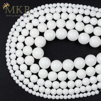 

Natural Stone Smooth White Agates Onys Round Beads For Jewelry Making 4/6/8/10/12mm Spacer Loose Beads Fit Diy Bracelet 15"