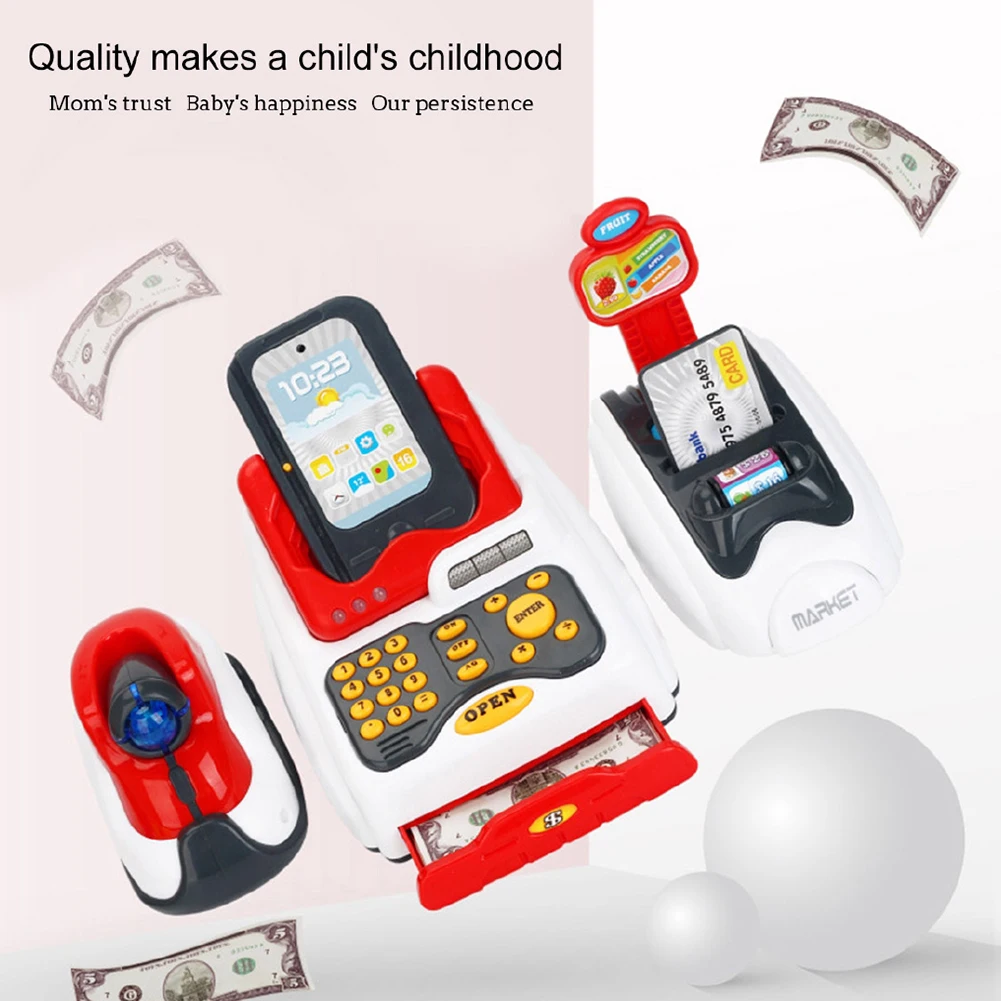 Cash Register Toy Simulated Model House Pretend Play Supermarket Funny Miniature Gift Learning Educational Kids Cashier Counter