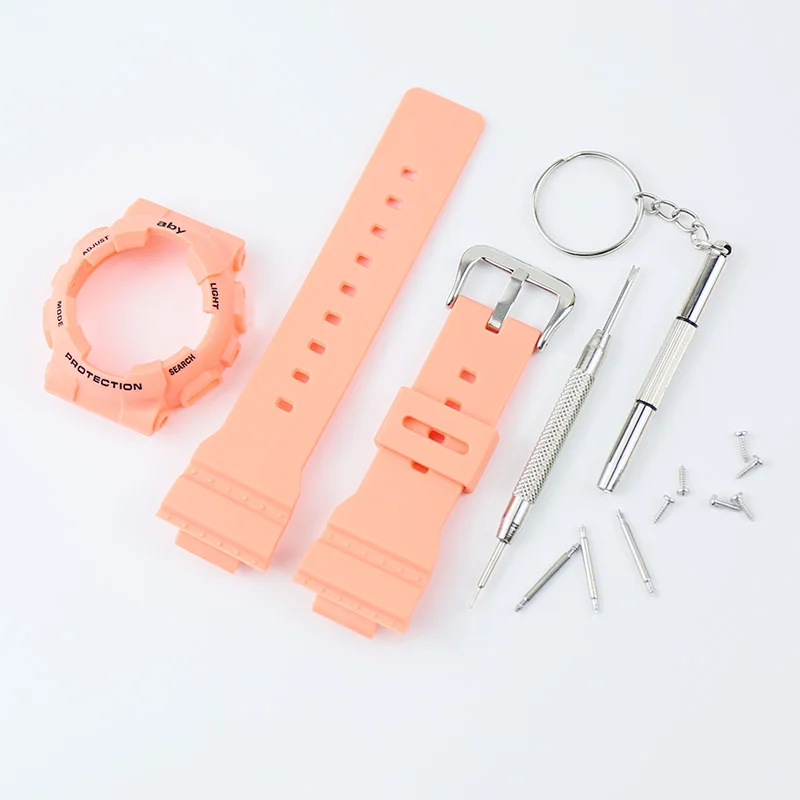 Orange Аксессуары для часов резиновый ремешок 14 мм с пряжкой для Casio BABY-G BA 110 111 112 120 женский резиновый чехол для спортивных часов - Цвет ремешка: Orange