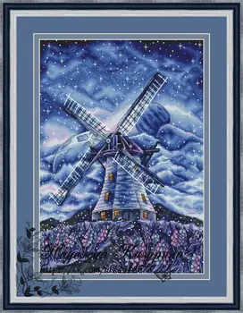 

MM Counted Cross Stitch Kit Cross stitch RS cotton with cross stitch no print friendship Blue windmill