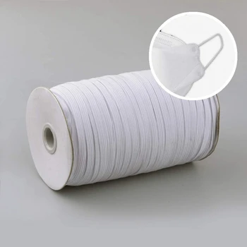

5mm Width Flat Elastic Bands Elastic Cord Stretch String Rope Earloop Sewing String for DIY Craft Clothes Mask Making 144 Yards,