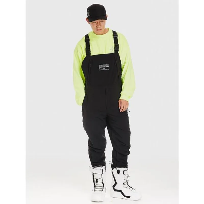 

Black Bib Pants Strap Jumpsuit Insulated Bib Drawstring Design Snowboard Pants Broadcloth Pants Overalls Pants Unisex