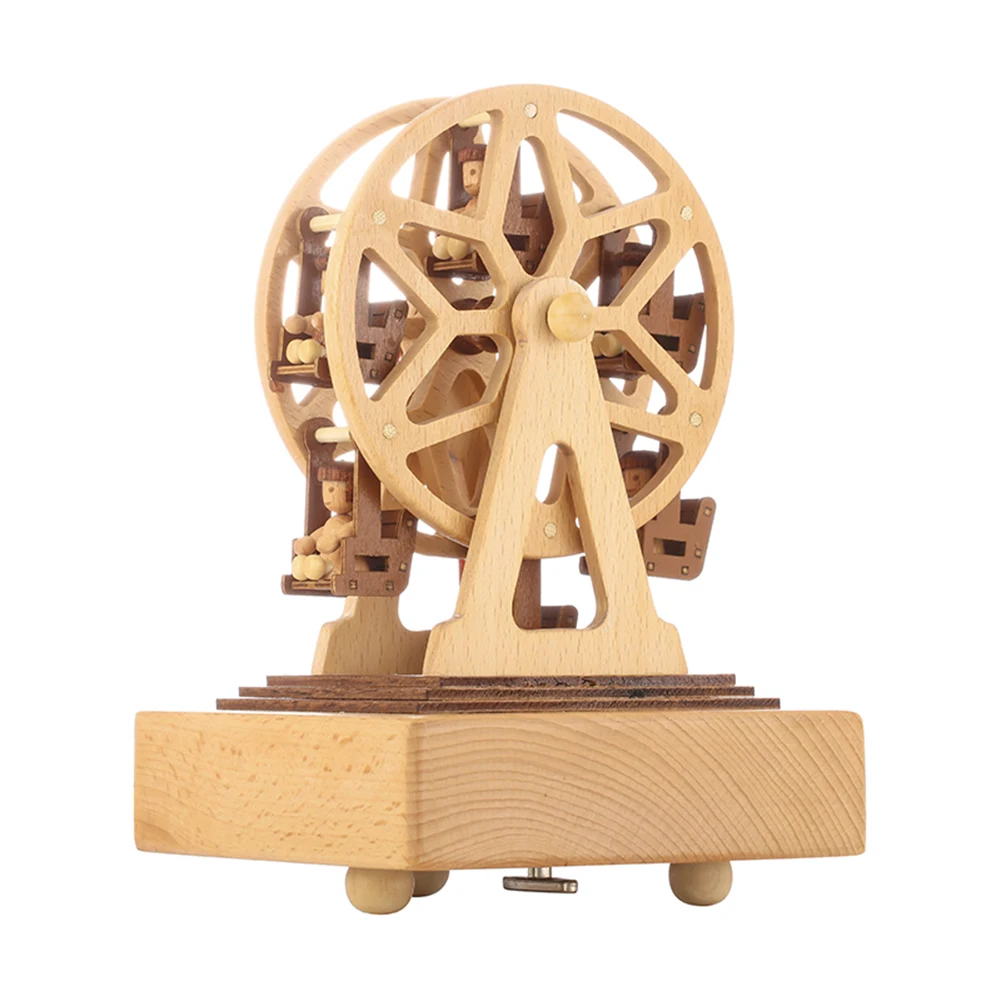 Ferris Wheel Ретро деревянная вращающаяся музыкальная шкатулка Рождественская тема поезд замок мечта вращающаяся музыкальная шкатулка Декор ремесла подарок на день рождения - Цвет: Ferris Wheel