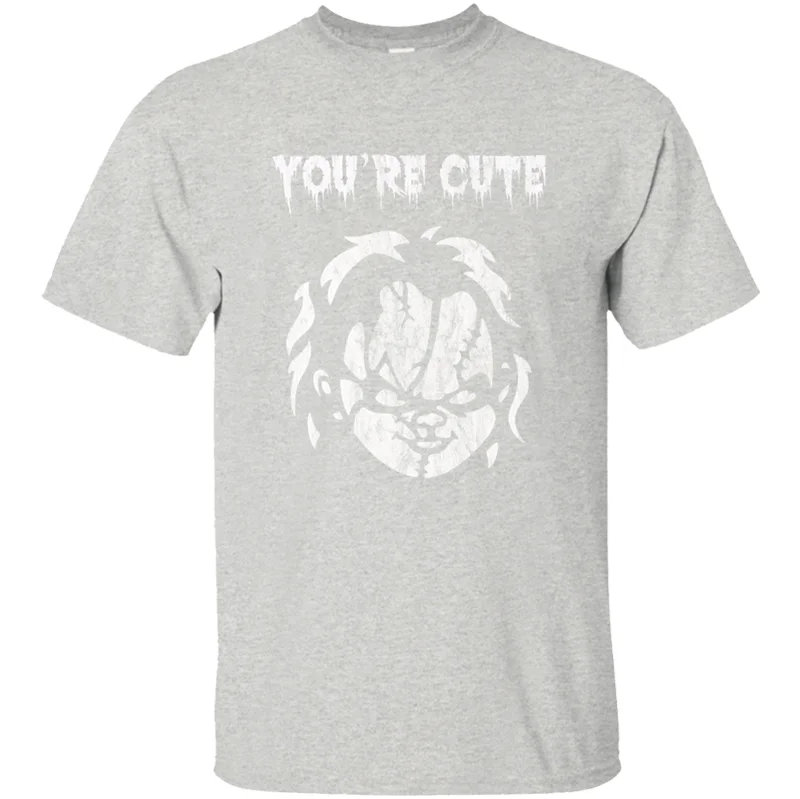 Men-Gray Футболка с принтом Comical You Re Cute chacky Scar для мужчин и женщин, одноцветная, размер S-5xl, Kawaii, Мужская футболка с круглым вырезом, хлопок, хип-хоп - Цвет: Men-Gray