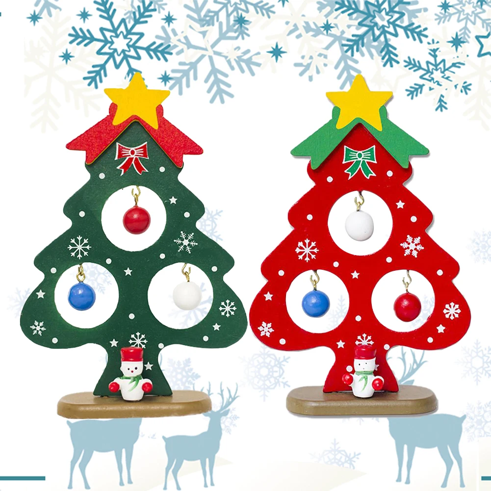 Mini Painted Christmas Tree Christmas Tree Decor Ornaments Cute Decoration Christmas Wooden Card New Year's Decorations For Home