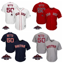 Мужская футболка Boston Mookie Betts Red Sox Scarlet из коллекции года с логотипом команды чемпионов мира