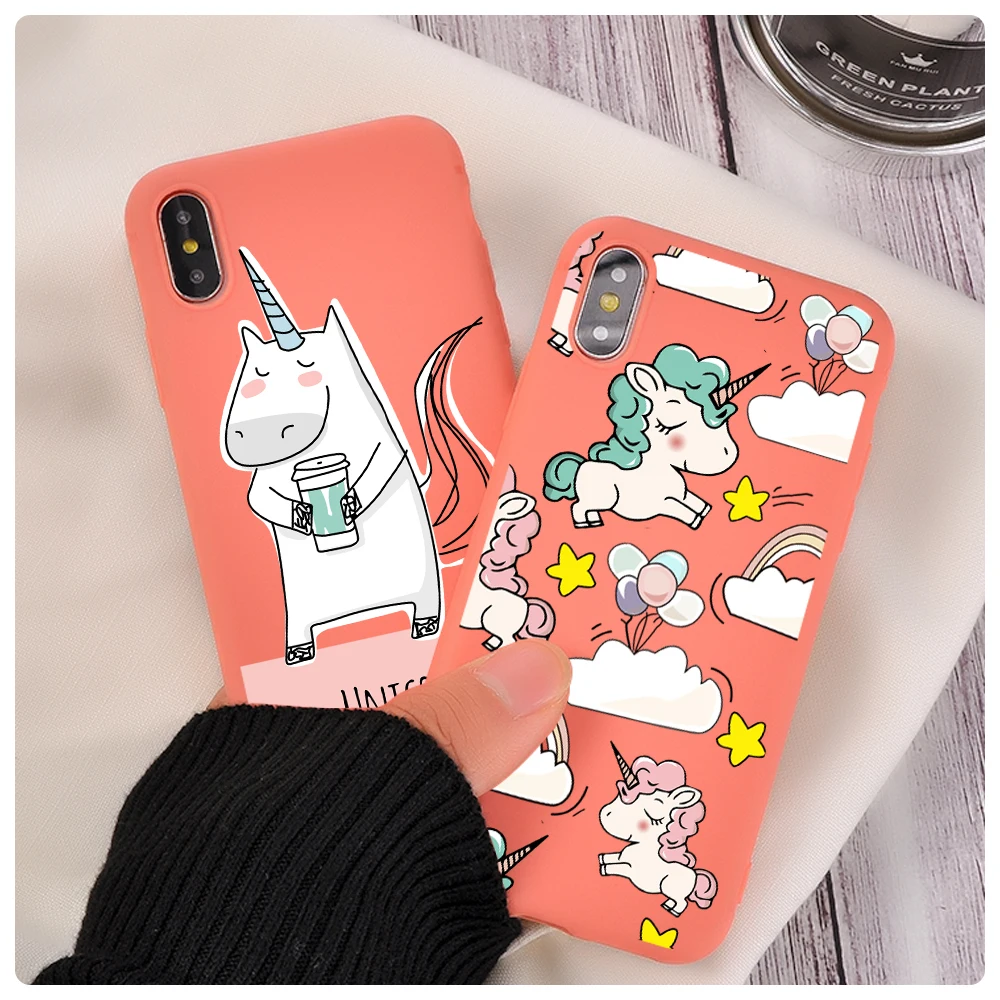 Милый чехол для телефона с единорогом iPhone 11 Pro Max X XR Xs 6 6S 7 8 Plus мягкий модный из ТПУ