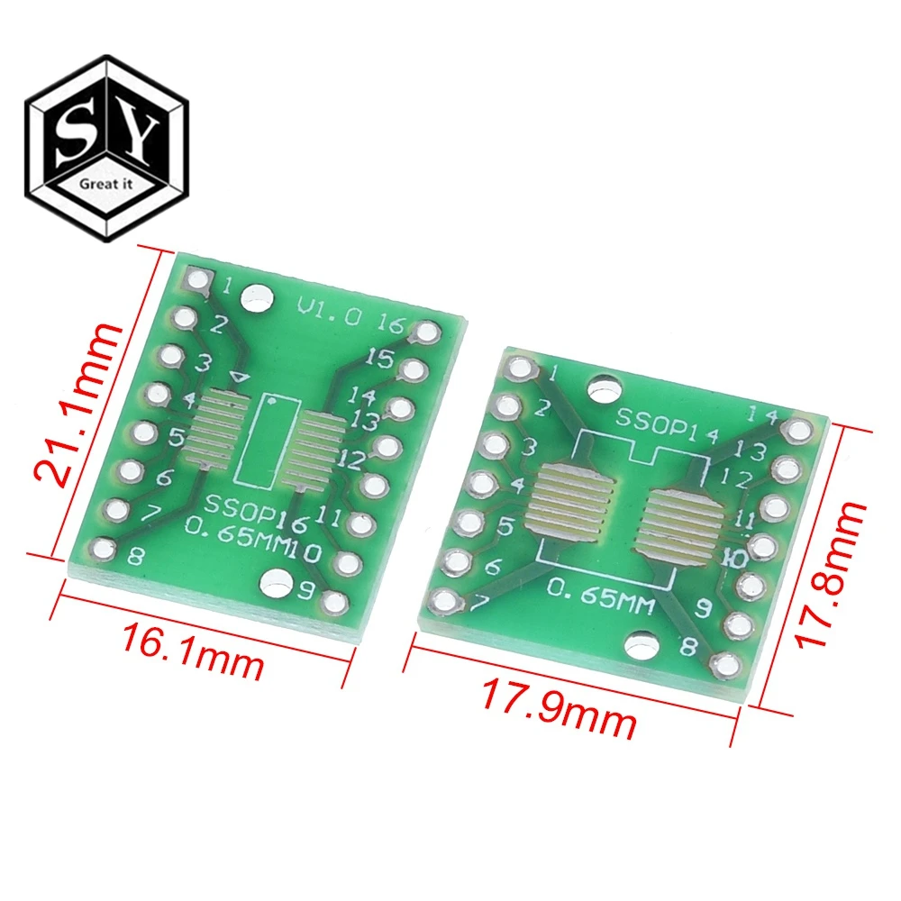 Great IT 7 шт. = 7 значение* 1 шт. печатная плата комплект SMD поворот к DIP SOP MSOP SSOP TSSOP SOT23 8 10 14 16 20 24 28 SMT To DIP