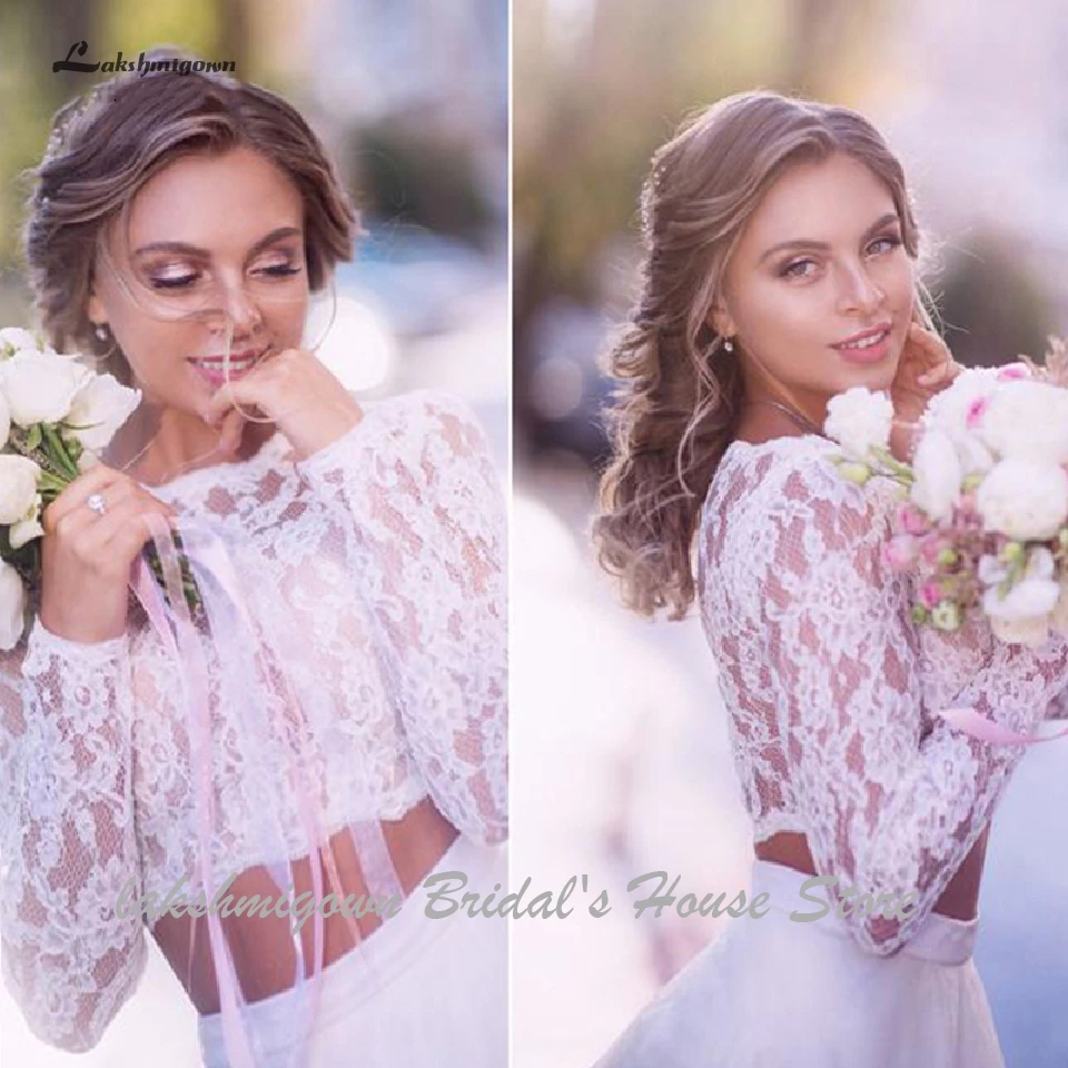 Two Piece Wedding Dress Lace Long Sleeve Robe de Mariee Bridal Wedding Gown Cheap Wedding Dress Lakshmigown