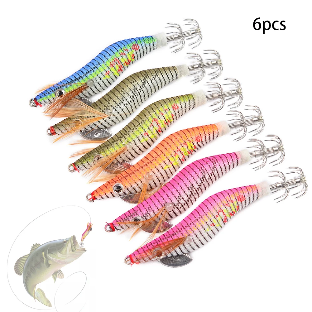 

6pcs Glow in The Dark Shrimp Squid Jig Fishing Lure Prawn Tackle Hooks Bait Tackle 8 12 15cm For for Cuttlefish Octopus