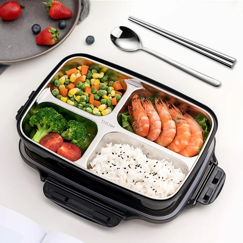 

304stainless Steel Lunch Box Tableware Student Canteen Children's Thermal Insulation Environmental Protection Sanitary Tray Gift