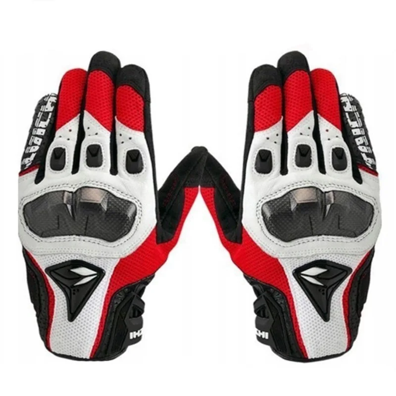 Luvas de couro para motocicletas masculinas, motocross