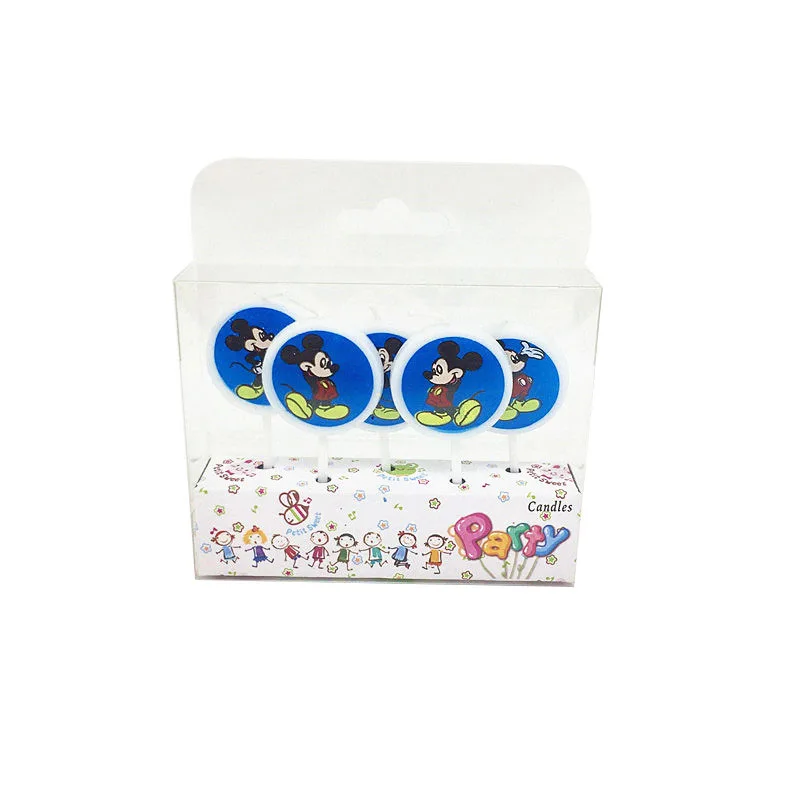 Синий Микки Маус с днем рождения украшения Дети тарелка чашка соломенные салфетки одноразовые посуда детский душ событие набор для вечеринки - Цвет: Candle-1set