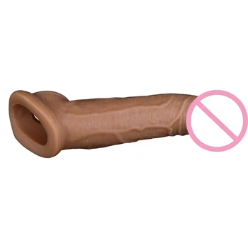 Silicone Dildo Sleeve Penis Extender Realistic Reusable Condom Penis Extension Sex Toy for Men Male Delay Cock Enlarger 3