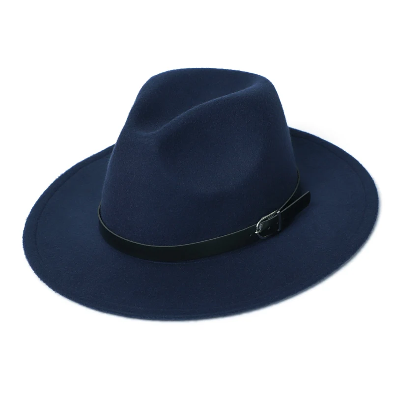 Черная шляпа федора фетровая женская мужская шляпа джазовая модные шляпка женская шапка осенняя зимний женские шляпы - Цвет: Color 7