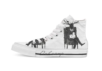 

Hannibal Lecter NBC Stag Antlers Lamb breathable Casual High Top lace-up Canvas shoes sneakers Drop shipping