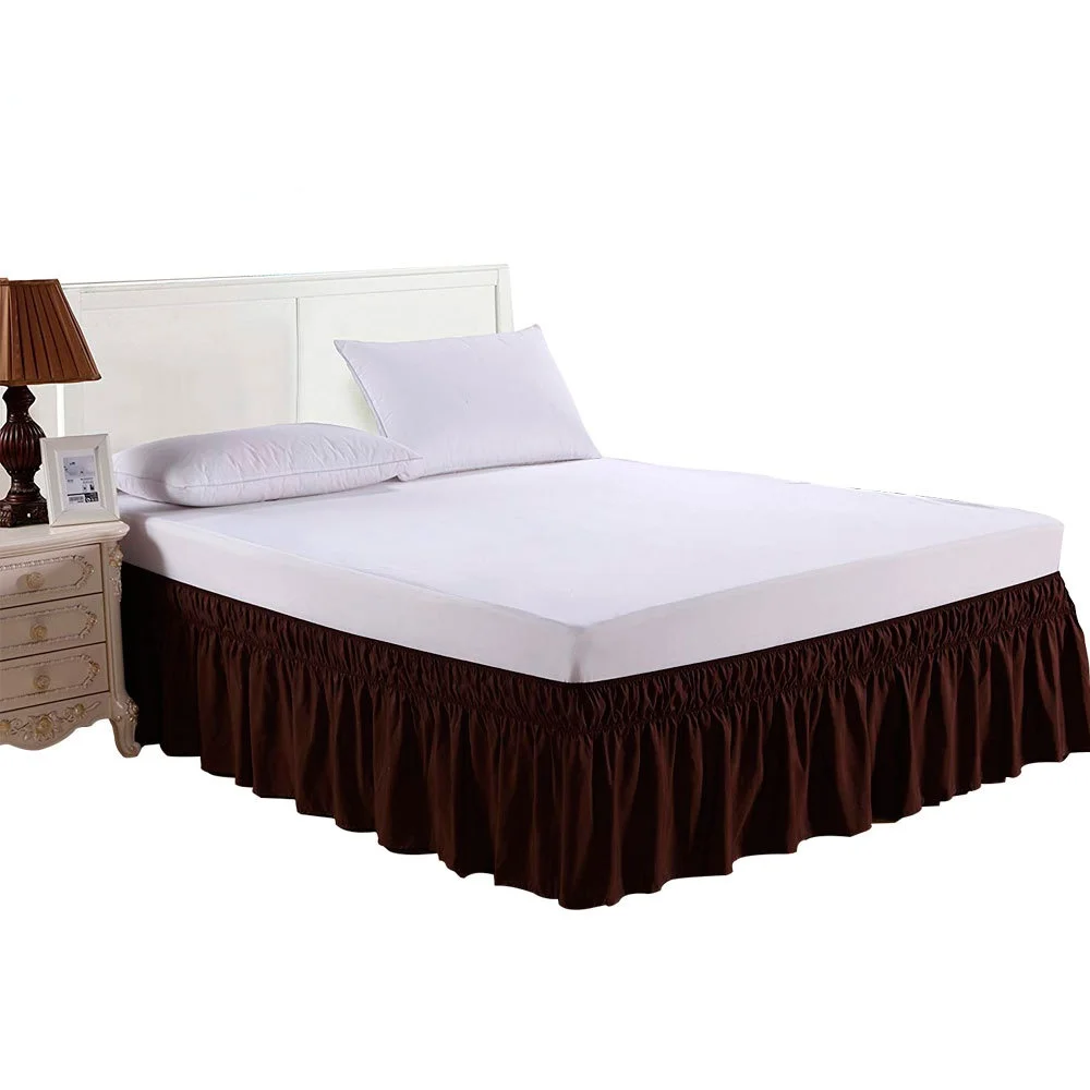 Wrap Around Bed Skirts for Full Elastic Dust Ruffles Fit Wrinkle Fade Resistant Silky Luxurious Fabric Solid Machine Washable | Дом и сад