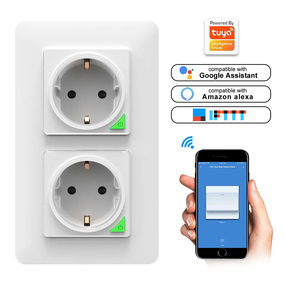 Настенная розетка Smart EU Wi-Fi настенная панель питания пульт дистанционного управления с кнопкой работы с Amazon Alexa Google Assistant - Цвет: Type C