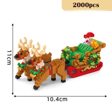 

2000pcs Christmas Sleigh Car Elk Building Blocks Toys Miniature Small Particle Building Blocks Christmas Gifts Children's Toys