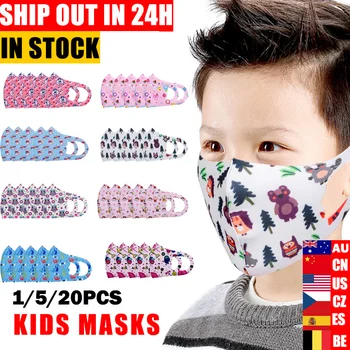 

1/5/20pcs Cartoon Children PM2.5 Mouth Mask Kids Breath Valve Breathable Mask Mouth-Muffle Respirator Face Masks