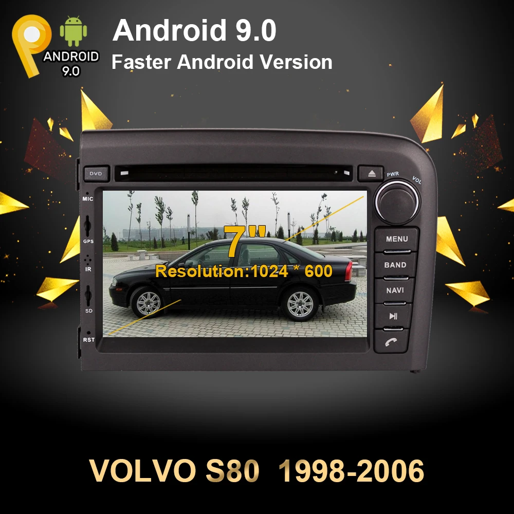 Автомобильный gps навигатор DVD CD плеер autostereo Android 9 для VOLVO S80 1999-2005 Авто 2 din радио магнитофон головное устройство 4 Гб ram