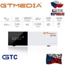 GTMEDIA GTC ТВ бок DVB-S2 DVB-C DVB-T2 Amlogic S905D ISDBT android 6,0 ТВ контейнер под элемент питания 2 Гб оперативной памяти, 16 Гб встроенной памяти+ 1 год cccam-цифра спутниковый телевизионный ресивер ТВ коробка