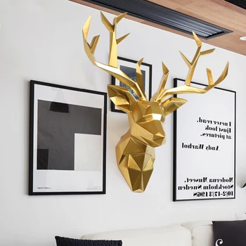 

New Large 3D Deer Head Statue Sculpture Decor Home Wall Decoration Accessories Hanging Decorations Animal Figurine Wedding Party