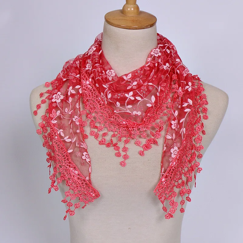 Женские шарфы, кружевное розовое цветочное кольцо для шарфа, шаль, женские шали, Молодежные дышащие шарфы, шейный платок, палантин, обертывания