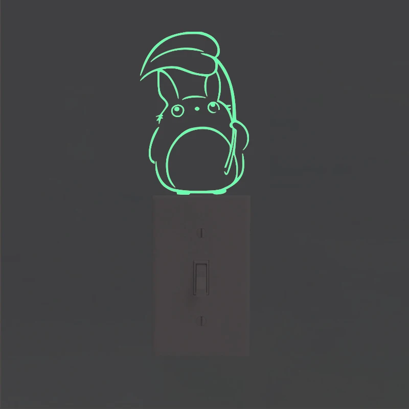 green light 05 Творческий мультфильм DIY светящиеся Тоторо 3d наклейки на стену для детей комнаты гостиной украшение светится в темноте звезды домашний декор - Цвет: green light 05
