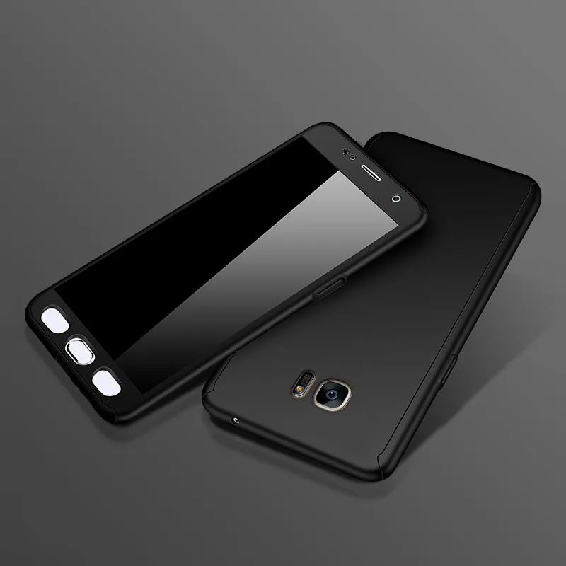360 Полное покрытие ПК Жесткий Чехол для samsung Galaxy A70 A60 A50 A40 A30 A20 A10 A9 A7 A8 M30 M20 S7 S6 S5 обратите внимание на возраст 3, 4, 5, чехол с Стекло - Цвет: hei