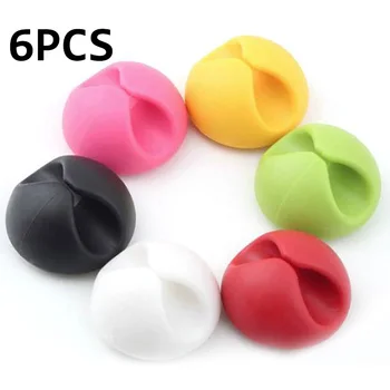 

6pcs Mini Wire Organizer Cable Manager Wire Clip for Mouse USB Keyboard Lines Data Cable Winder Pen Holder Office Desk Organizer