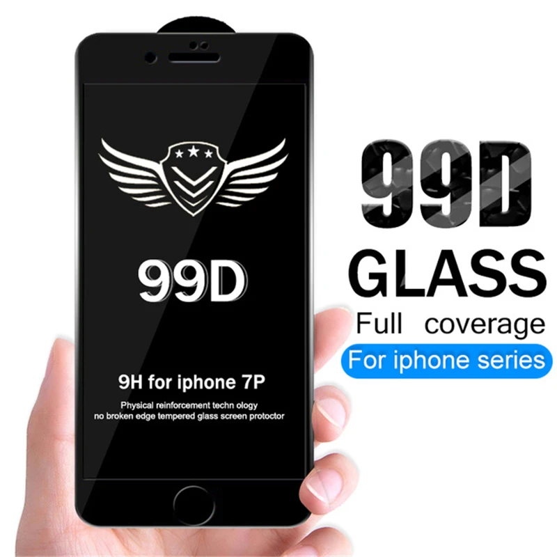 

99D Protector Tempered Glass for IPhone 7 Screen Protector for IPhone 8 6 6S Plus X XR XS Max 7s Full Cover Screenprotector Film