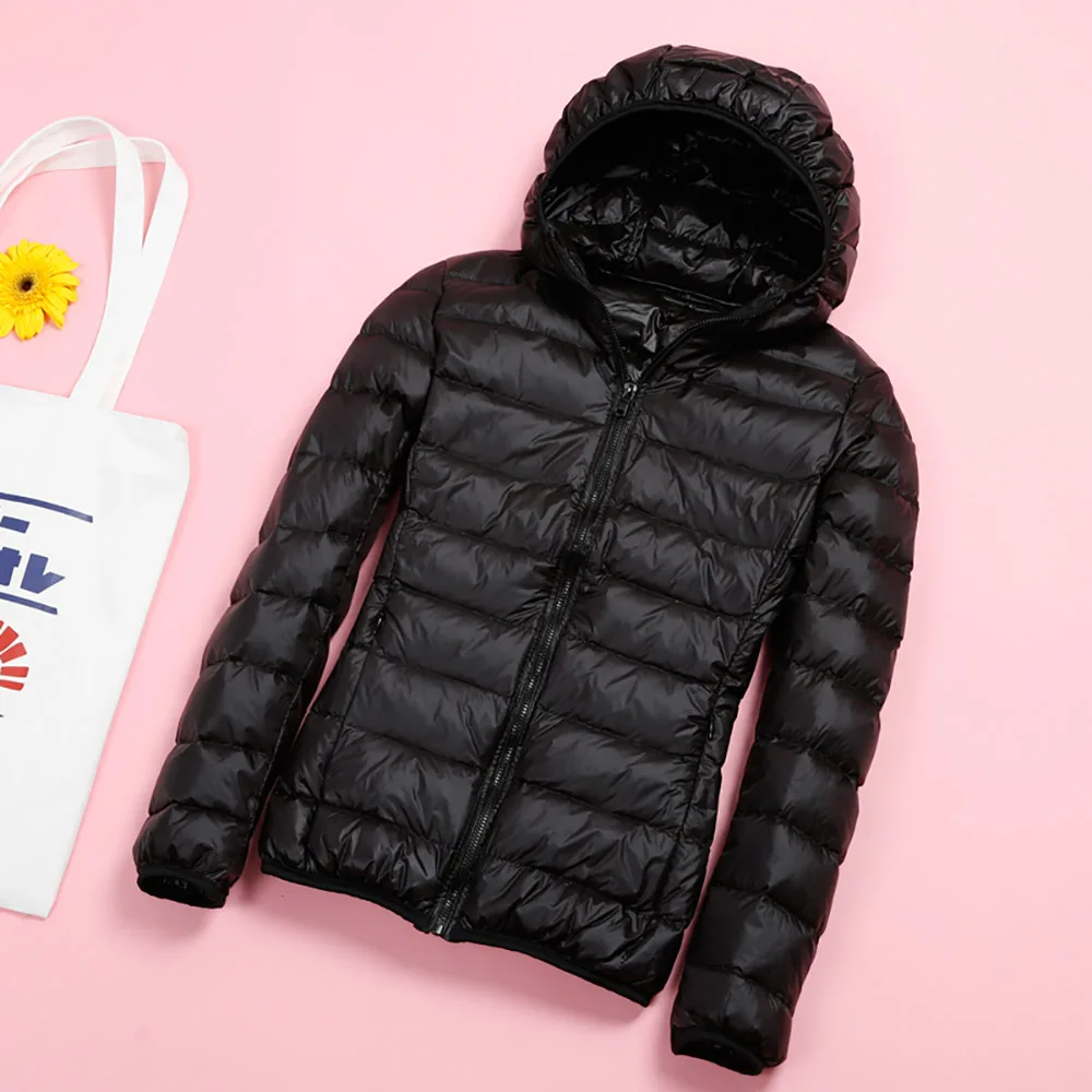 Greatest Autumn Winter Women's Jacket Casual Hooded Ultra Light White Duck Down Jacket Coat Pink Warm Slim B