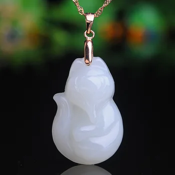 

Natural and Tian yu fox pendant jade jade jade jade pendant white jade pendant with certificate