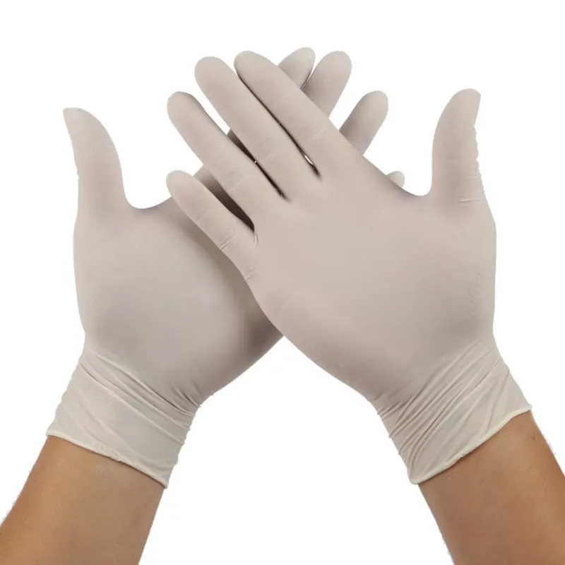 

Disposable powder-free latex protective gloves Thickened industrial dental white rubber gloves