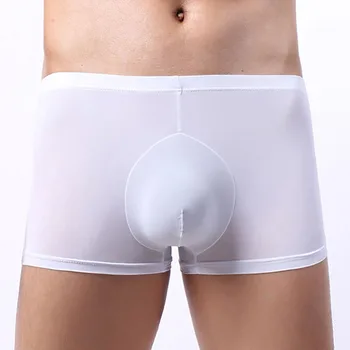 

Men Boxers Sexy Low Rise Boxer See Through Cool Bulge Pouch Seamless Underpants Comfortable Male Underwear Solid Color