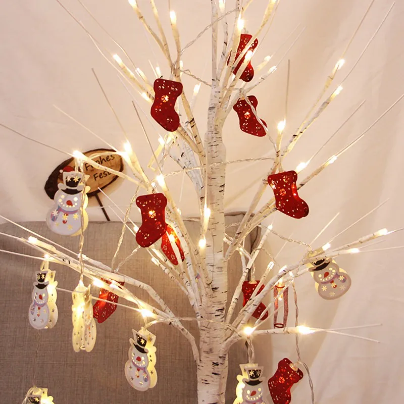 

Christmas Festival Led Light String Snowman Wrought Iron Lighting Santa Claus Bell Deer Lantern Lights Decor